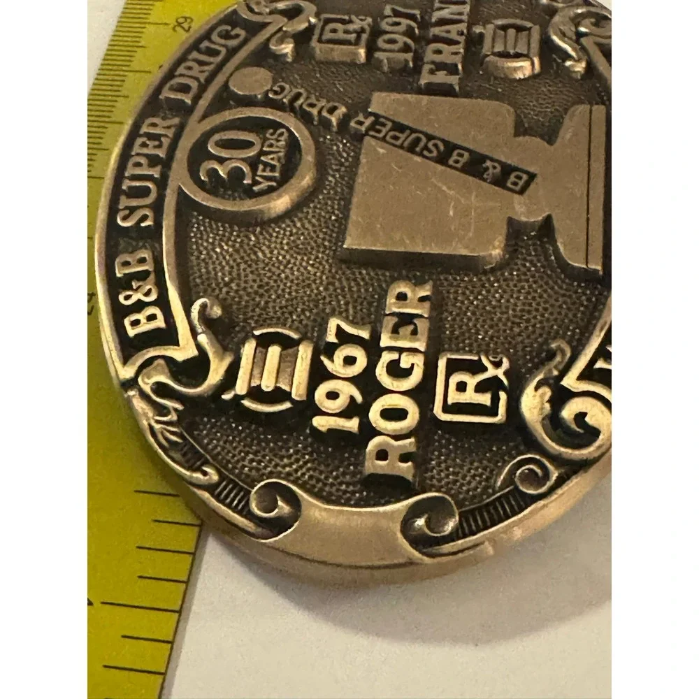 Vintage B&B Super Drug 30‎ Years Williston ND Belt Buckle 1967-1997 Pharmacy